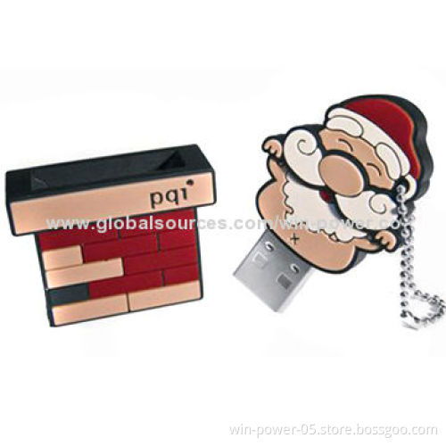 Santa Claus USB Memory Stick, Cute Design, Made of PVC/Rubber, Used for Christmas Gifts